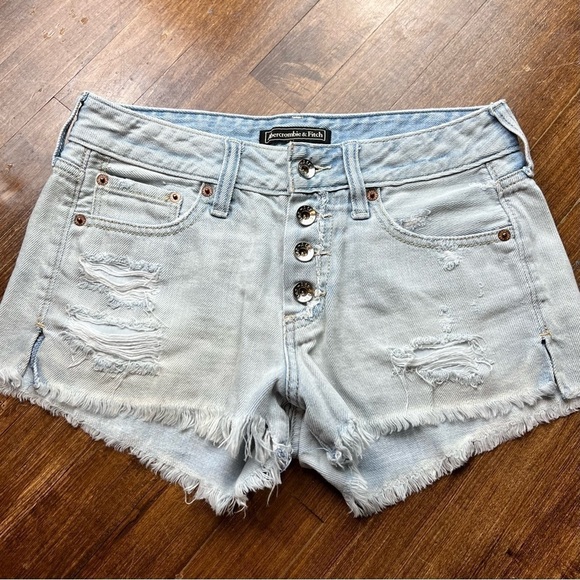 Abercrombie & Fitch Shorts Size 25 Button Fly Cut Off Ripped Women’s Juniors - Picture 1 of 11
